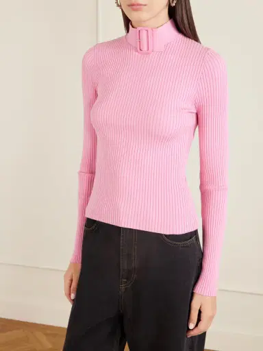 Courrèges Buckled Ribbed-knit Top | Thumbnail 3