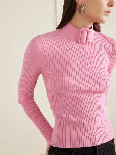 Courrèges Buckled Ribbed-knit Top | Thumbnail 5