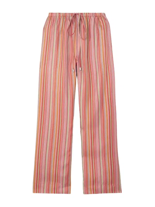 Striped Silk-twill Straight-leg Pants