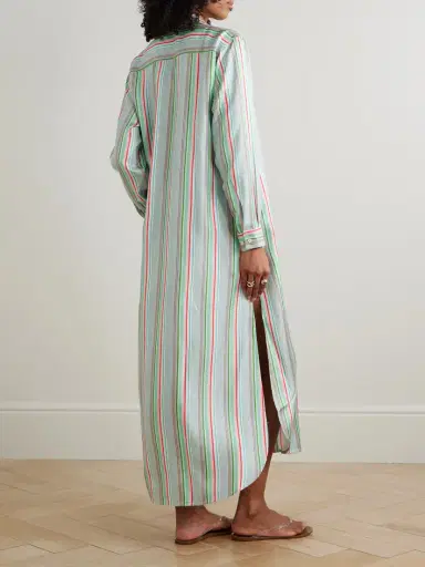 Comme Si Striped Silk-twill Midi Shirt-dress | Thumbnail 3 Comme Si Striped Silk-twill Midi Shirt-dress | Thumbnail 3