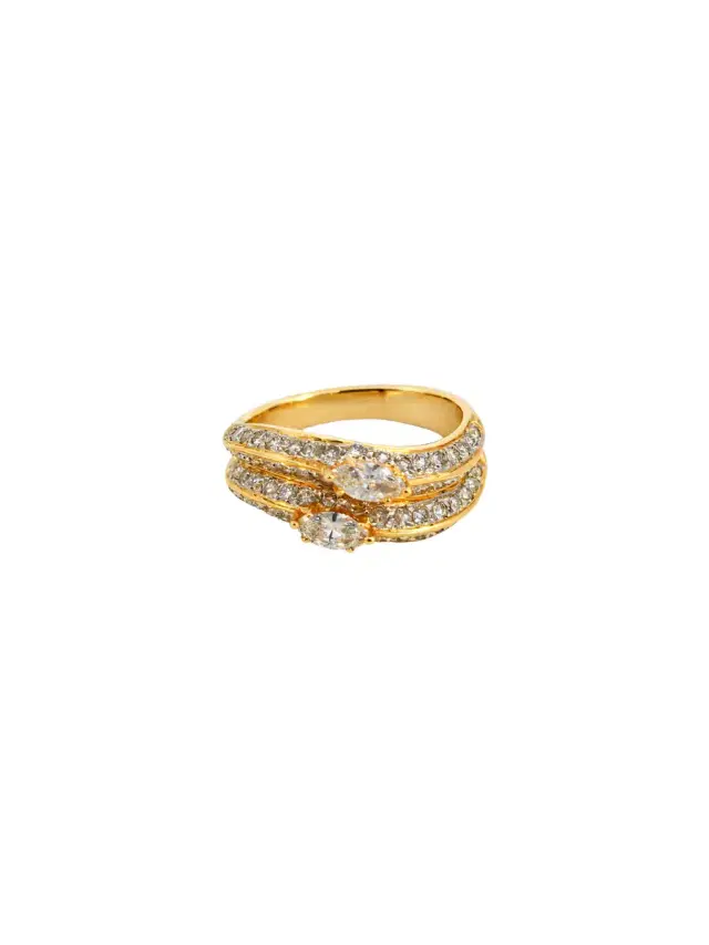 Wish Fine Jewelry 1.27ct Diamond 18K Gold Multi Row Ring