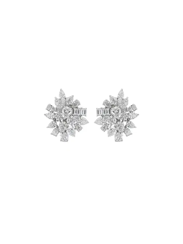 2.96ct Peridot Topaz Diamond 18K Gold Leaf Earrings