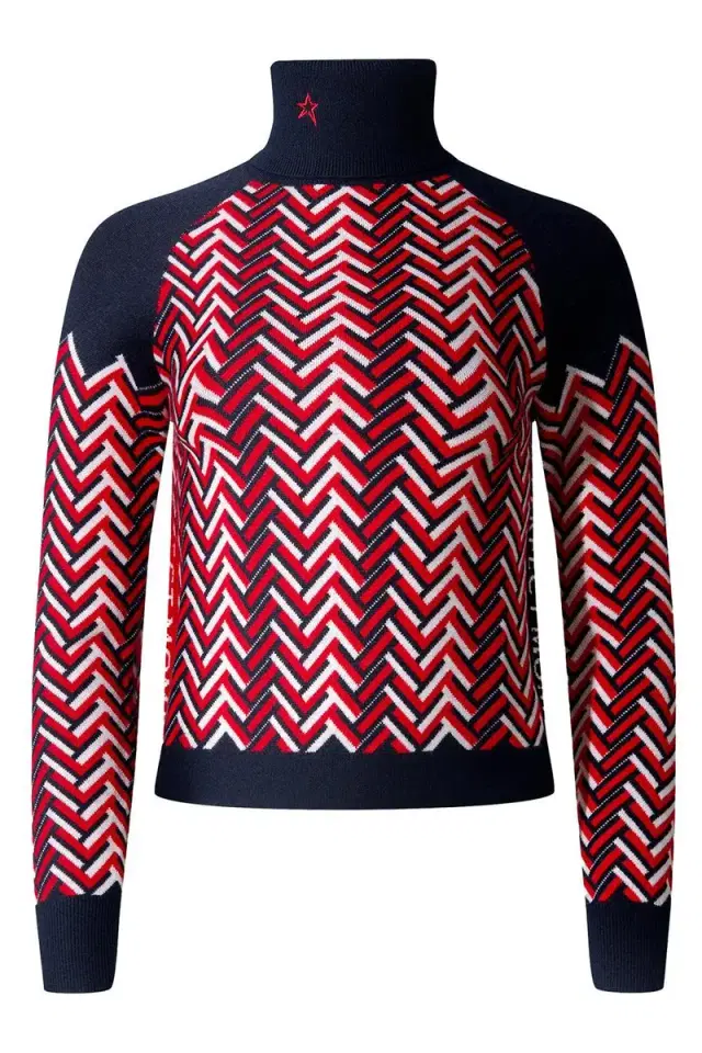 Perfect Moment Chunky Chevron Turtleneck Sweater