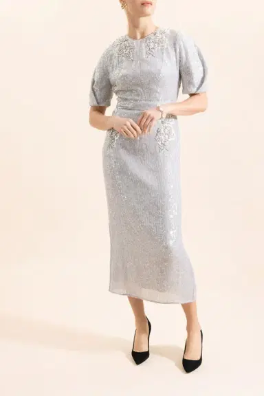 Erdem Short Sleeve Midi Cocktail Dress | Thumbnail 2