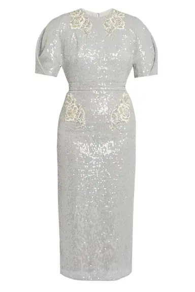 Erdem Short Sleeve Midi Cocktail Dress | Thumbnail 1