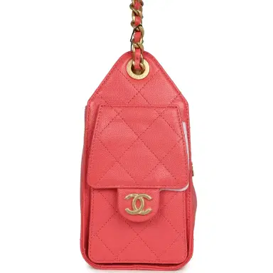 Chanel Chanel Mini 25 Hobo Bag Coral Pink Caviar Antique Gold Hardware | Thumbnail 4