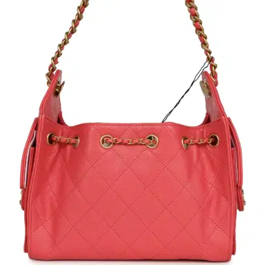 Chanel Chanel Mini 25 Hobo Bag Coral Pink Caviar Antique Gold Hardware | Thumbnail 5