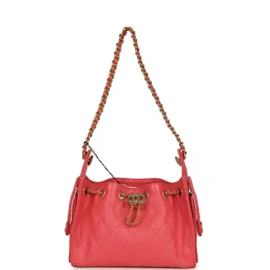 Chanel Chanel Mini 25 Hobo Bag Coral Pink Caviar Antique Gold Hardware | Thumbnail 6