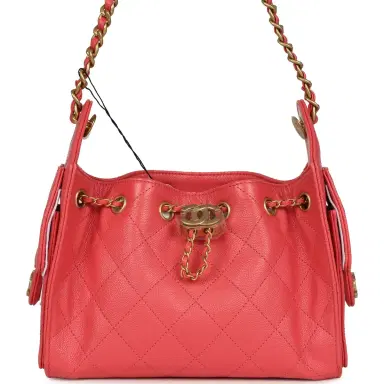 Chanel Chanel Mini 25 Hobo Bag Coral Pink Caviar Antique Gold Hardware | Thumbnail 1