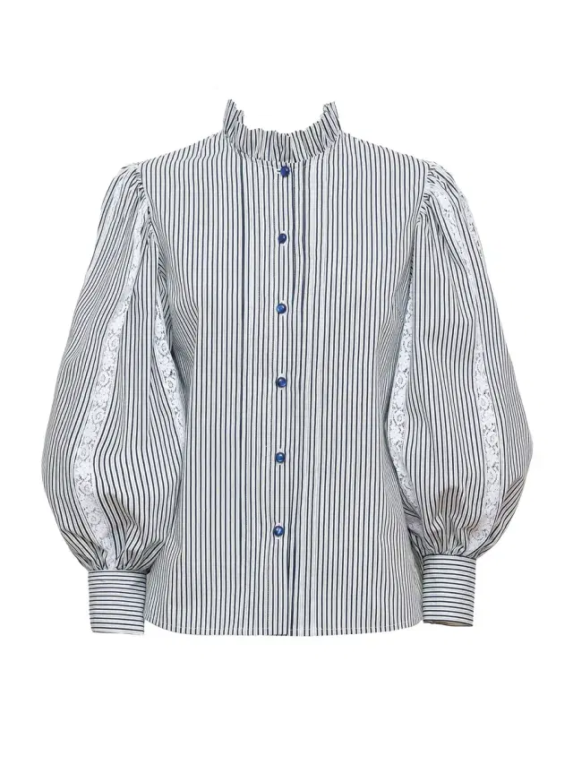 Anastasia Lace-Trimmed Cotton Blouse