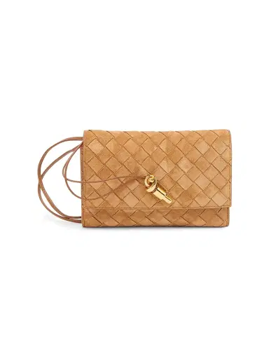 Bottega Veneta Women's Andiamo Intrecciato Suede Pouch | Thumbnail 1