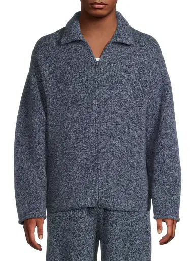 The Elder Statesman Men's Hunter Marl Zip Jacket - Storm Twist - Size Large | Thumbnail 3