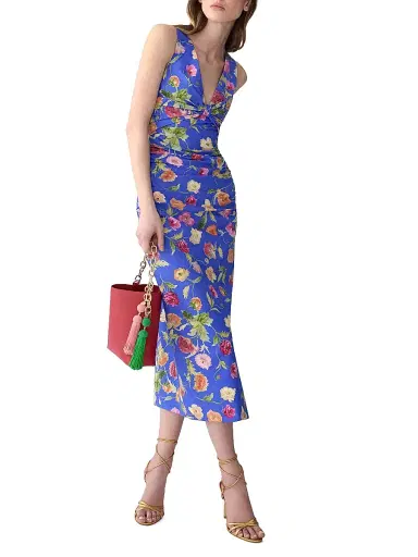 Carolina Herrera Women's Floral Stretch Cotton Sheath Dress - Bluebell Multi - Size 0 | Thumbnail 3 Carolina Herrera Women's Floral Stretch Cotton Sheath Dress - Bluebell Multi - Size 0 | Thumbnail 3