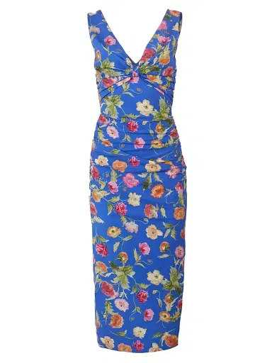 Carolina Herrera Women's Floral Stretch Cotton Sheath Dress - Bluebell Multi - Size 0 | Thumbnail 1 Carolina Herrera Women's Floral Stretch Cotton Sheath Dress - Bluebell Multi - Size 0 | Thumbnail 1