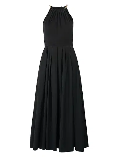Carolina Herrera Women's Cotton-Blend Halterneck A-Line Midi-Dress - Black - Size 10 | Thumbnail 1