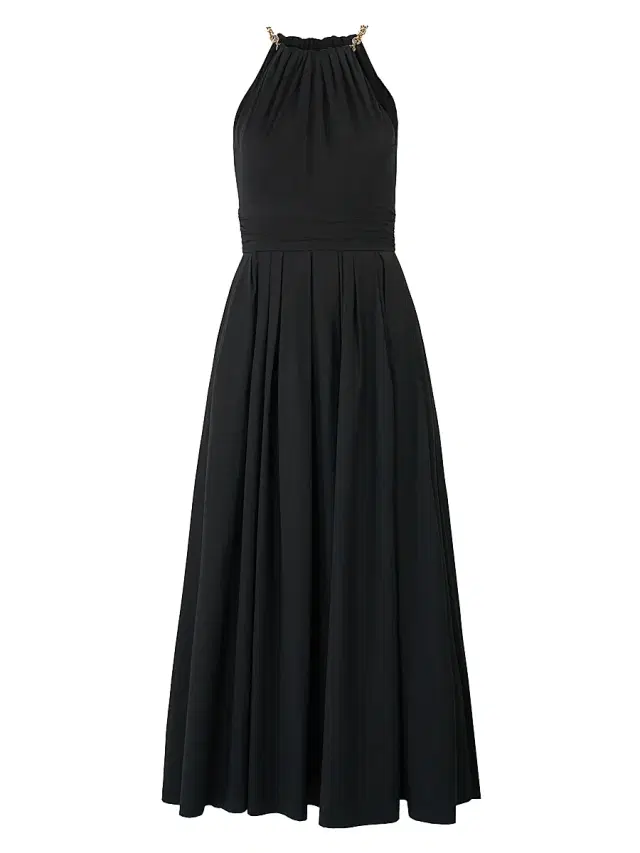 Carolina Herrera Women's Cotton-Blend Halterneck A-Line Midi-Dress - Black