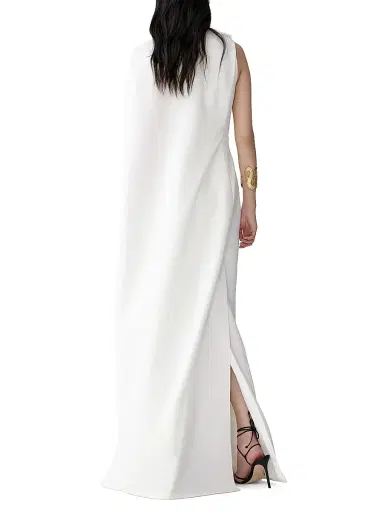 Carolina Herrera Women's Draped One-Shoulder Column Gown - White - Size 8 | Thumbnail 3