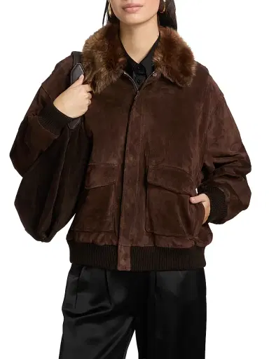 Frame Women's The Suede Oversized Jacket - Americano | Thumbnail 3