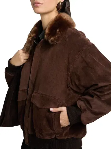 Frame Women's The Suede Oversized Jacket - Americano | Thumbnail 7