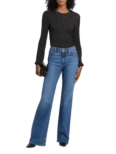 PAIGE Women's Adela Metallic Rib-Knit Sweater - Black | Thumbnail 2