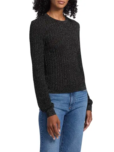 PAIGE Women's Adela Metallic Rib-Knit Sweater - Black | Thumbnail 4