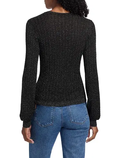 PAIGE Women's Adela Metallic Rib-Knit Sweater - Black | Thumbnail 5