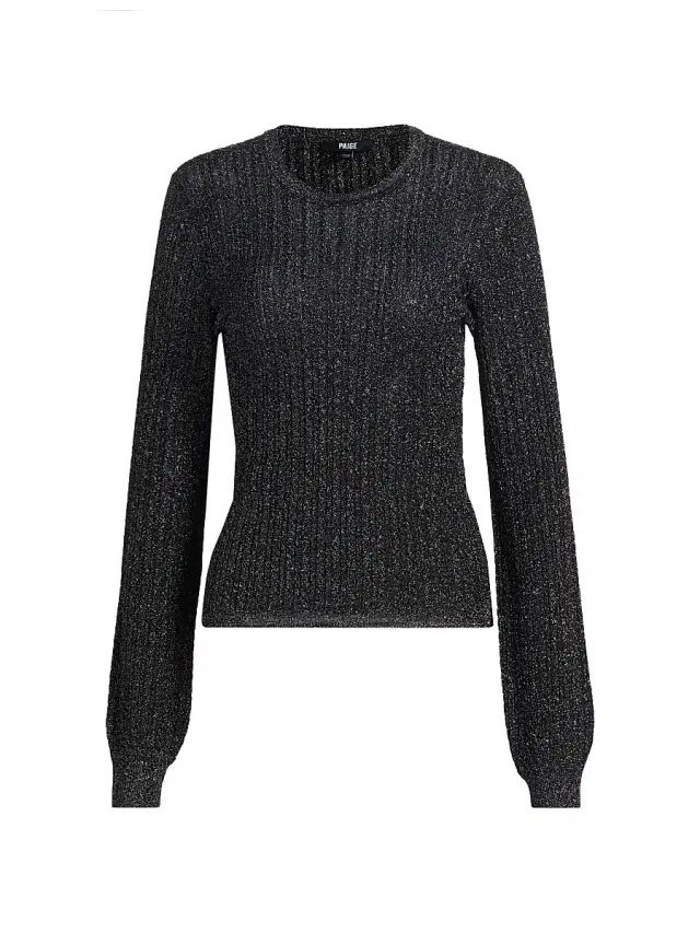 PAIGE Women's Adela Metallic Rib-Knit Sweater - Black