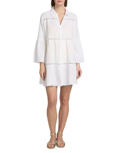 Lilly Pulitzer Women's Elspeth Tiered Cotton Cover-Up - White - Size Large | Thumbnail 2 Lilly Pulitzer Women's Elspeth Tiered Cotton Cover-Up - White - Size Large | Thumbnail 2