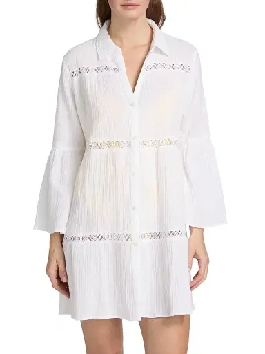 Lilly Pulitzer Women's Elspeth Tiered Cotton Cover-Up - White - Size Large | Thumbnail 3 Lilly Pulitzer Women's Elspeth Tiered Cotton Cover-Up - White - Size Large | Thumbnail 3