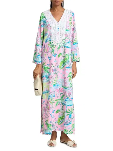 Lilly Pulitzer Women's Ocleppo Maxi Oversized Caftan - Conch Shell Pink - Size 12 | Thumbnail 3 Lilly Pulitzer Women's Ocleppo Maxi Oversized Caftan - Conch Shell Pink - Size 12 | Thumbnail 3