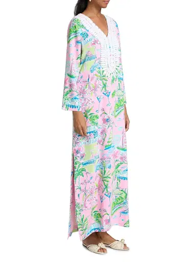 Lilly Pulitzer Women's Ocleppo Maxi Oversized Caftan - Conch Shell Pink - Size 12 | Thumbnail 4 Lilly Pulitzer Women's Ocleppo Maxi Oversized Caftan - Conch Shell Pink - Size 12 | Thumbnail 4