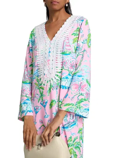 Lilly Pulitzer Women's Ocleppo Maxi Oversized Caftan - Conch Shell Pink - Size 12 | Thumbnail 6 Lilly Pulitzer Women's Ocleppo Maxi Oversized Caftan - Conch Shell Pink - Size 12 | Thumbnail 6