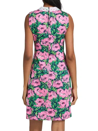 Lilly Pulitzer Women's Cleodora Floral Embroidered Sheath Minidress - Low Tide Navy Florrie - Size 16 | Thumbnail 5