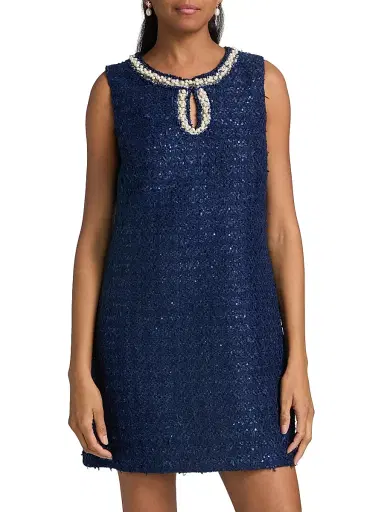 Lilly Pulitzer Women's Ronan Metallic Tweed Romper - Low Tide Navy - Size 12 | Thumbnail 3