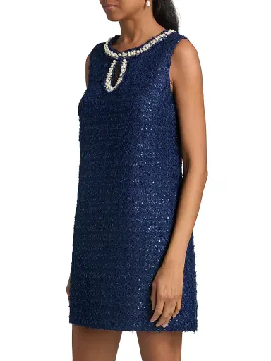 Lilly Pulitzer Women's Ronan Metallic Tweed Romper - Low Tide Navy - Size 12 | Thumbnail 4