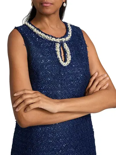 Lilly Pulitzer Women's Ronan Metallic Tweed Romper - Low Tide Navy - Size 12 | Thumbnail 6