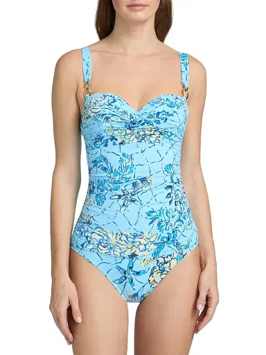 Lilly Pulitzer Women's Solaria Ruched One-Piece Swimsuit - Blue Multi - Size 8 | Thumbnail 3 Lilly Pulitzer Women's Solaria Ruched One-Piece Swimsuit - Blue Multi - Size 8 | Thumbnail 3