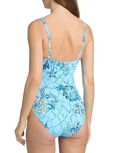 Lilly Pulitzer Women's Solaria Ruched One-Piece Swimsuit - Blue Multi - Size 8 | Thumbnail 4 Lilly Pulitzer Women's Solaria Ruched One-Piece Swimsuit - Blue Multi - Size 8 | Thumbnail 4