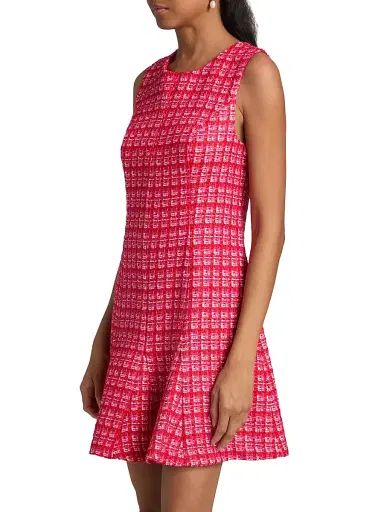 Lilly Pulitzer Women's Enya Bouclé Grid Minidress - Cranberry Red Fiesta Boucle - Size 16 | Thumbnail 4 Lilly Pulitzer Women's Enya Bouclé Grid Minidress - Cranberry Red Fiesta Boucle - Size 16 | Thumbnail 4