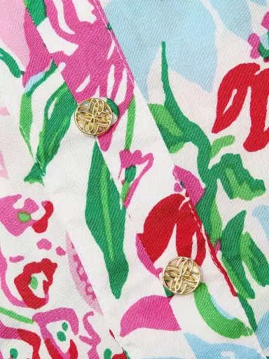 Lilly Pulitzer Women's Japhia Glowing Gardens Printed Long-Sleeve Blouse - Multi Glowing Gardens - Size XL | Thumbnail 7 Lilly Pulitzer Women's Japhia Glowing Gardens Printed Long-Sleeve Blouse - Multi Glowing Gardens - Size XL | Thumbnail 7