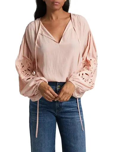 Ramy Brook Women's Zenaida Eyelet Blouse - Dark Blush | Thumbnail 3