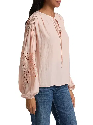 Ramy Brook Women's Zenaida Eyelet Blouse - Dark Blush | Thumbnail 4