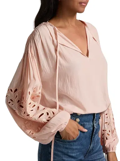 Ramy Brook Women's Zenaida Eyelet Blouse - Dark Blush | Thumbnail 6