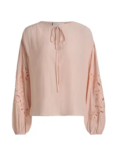Ramy Brook Women's Zenaida Eyelet Blouse - Dark Blush | Thumbnail 1