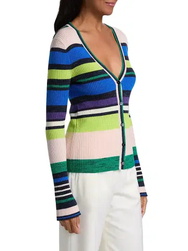 Ramy Brook Women's Emma Merino Wool Cardigan - Ultramarine Stripe | Thumbnail 4 Ramy Brook Women's Emma Merino Wool Cardigan - Ultramarine Stripe | Thumbnail 4