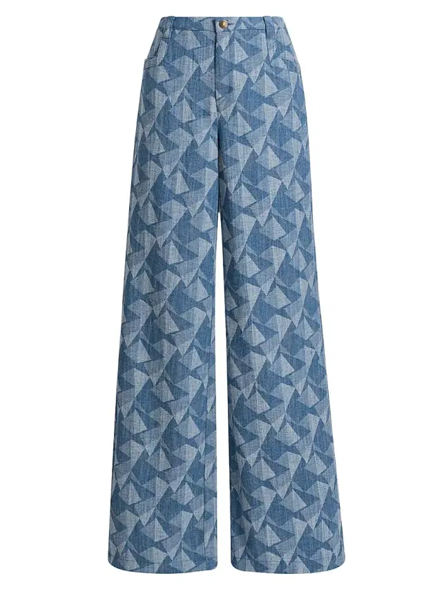 Ramy Brook Women's Leo Geometric Wide-Leg Jeans - Geo Denim