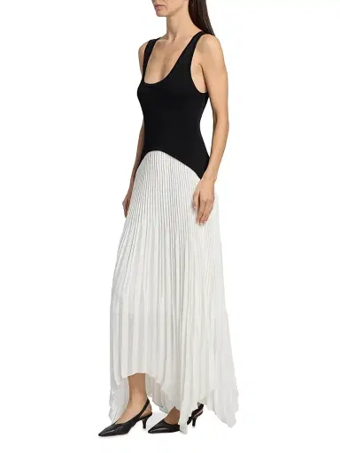 Ramy Brook Women's Davinia Mixed-Media Pleated-Skirt Maxi Dress - | Thumbnail 4