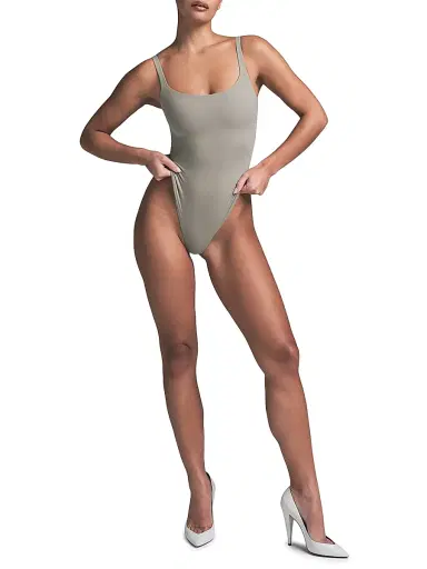 SKIMS Women's Fits Everybody Square-Neck Bodysuit - Onyx | Thumbnail 2