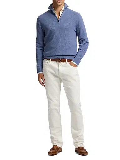 Ralph Lauren Purple Label Men's Piqué-Knit Wool Quarter-Zip Sweater - Soft Blue - Size XXL | Thumbnail 2 Ralph Lauren Purple Label Men's Piqué-Knit Wool Quarter-Zip Sweater - Soft Blue - Size XXL | Thumbnail 2
