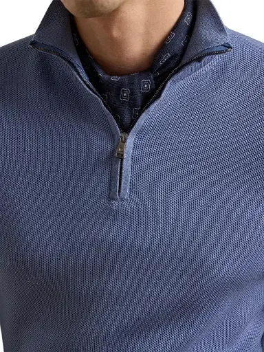 Ralph Lauren Purple Label Men's Piqué-Knit Wool Quarter-Zip Sweater - Soft Blue - Size XXL | Thumbnail 7 Ralph Lauren Purple Label Men's Piqué-Knit Wool Quarter-Zip Sweater - Soft Blue - Size XXL | Thumbnail 7